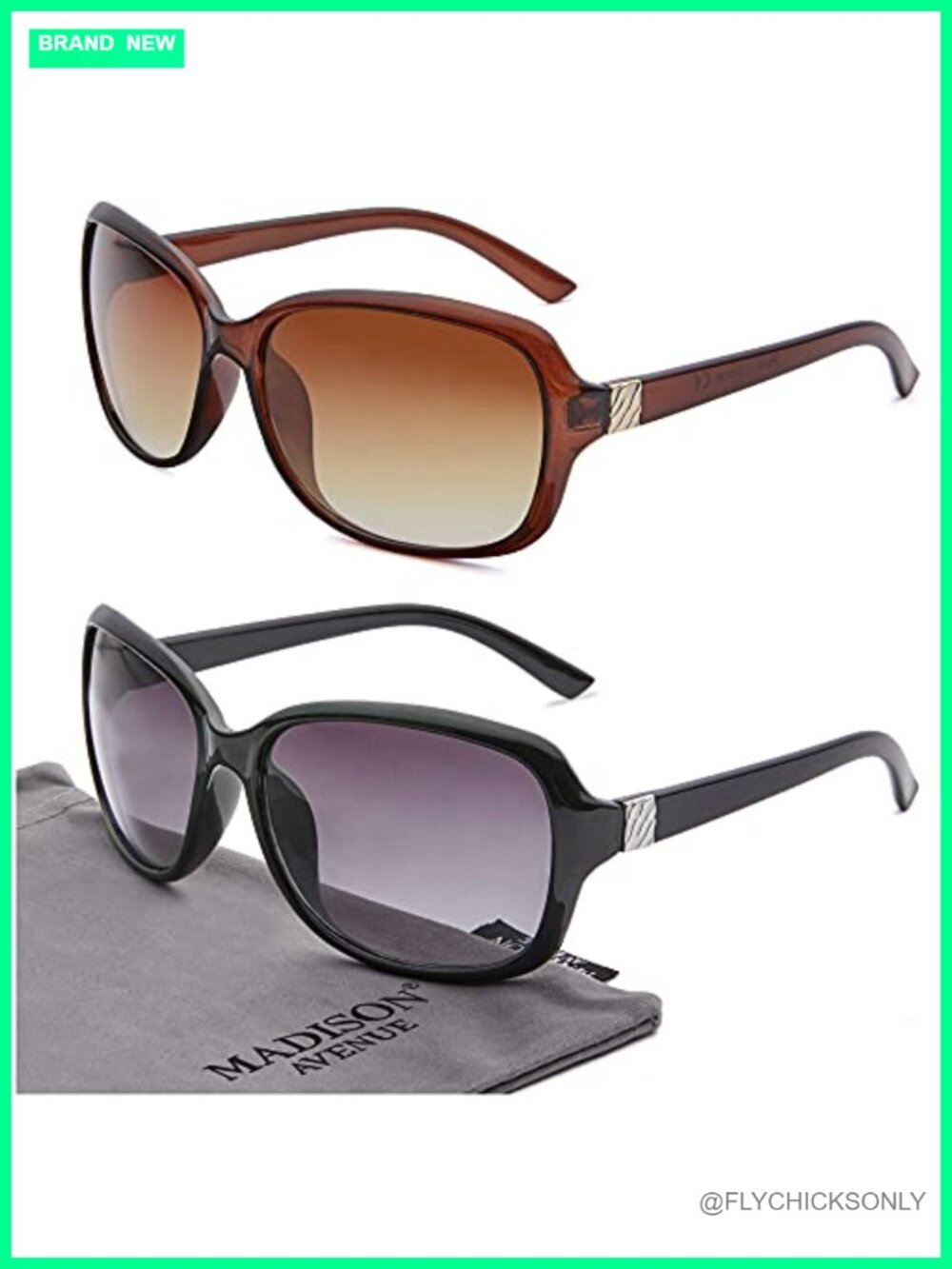 Vintage Square Sunglasses 2 Pack UV400 Protection